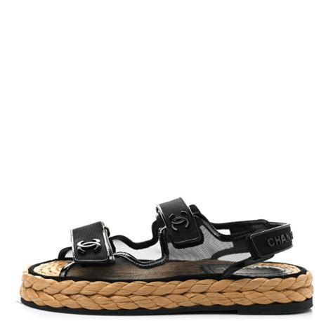 chanel mesh velcro dad sandals 37 black